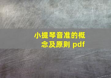 小提琴音准的概念及原则 pdf